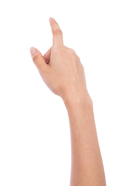 istock female hand touching on a white isolated background. 509863037