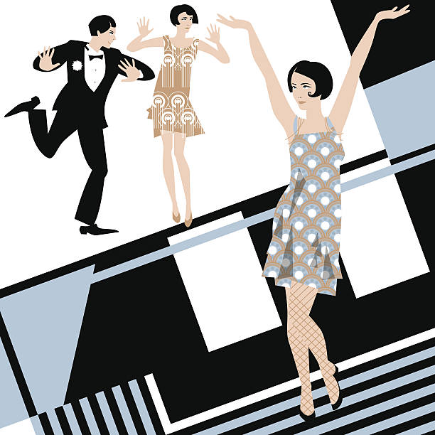The Charleston. Retro Dancers. Art-deco. The Charleston. Retro Dancers. Art-deco. Vector illustration 1930s style men image created 1920s old fashioned stock illustrations