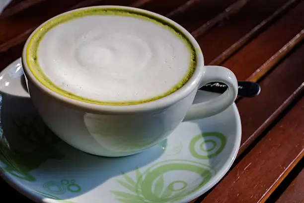 green tea latte on morning light