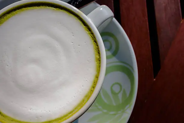 green tea latte on morning light