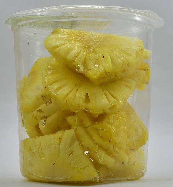 Sliced pineapple fruit in packing