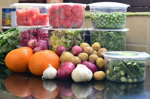 Fresh green vegetables in packing
