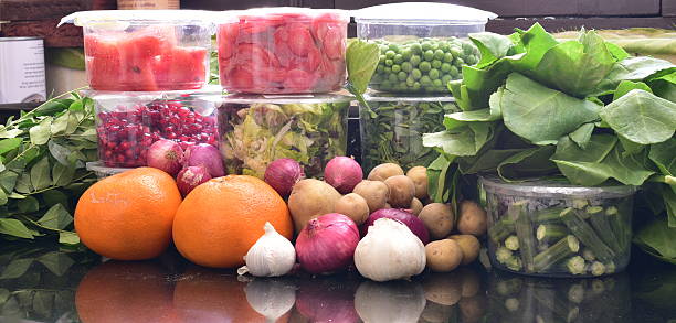Fresh green vegetables in packing