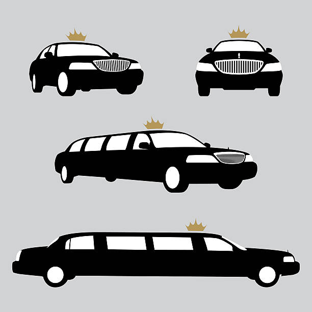ilustrações, clipart, desenhos animados e ícones de limusines silhuetas coleção. vector - sedan black luxury car
