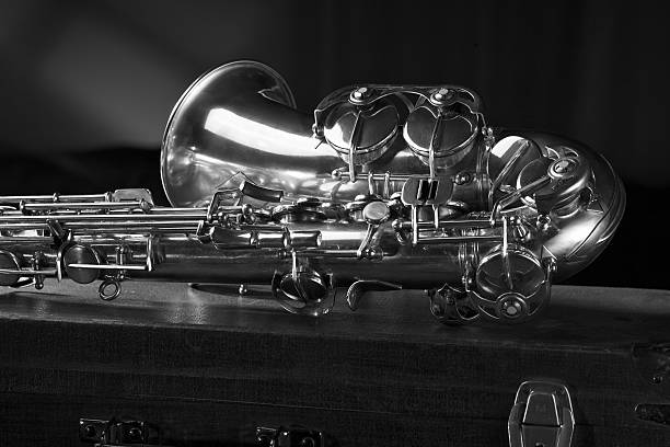 istock Old saxophone lying on the suitcase. 509873194