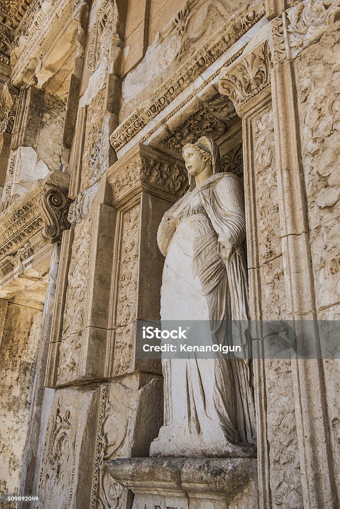 Statue of Arete at Celcus Library in Ephesus, Turkey Ancient Stock Photo