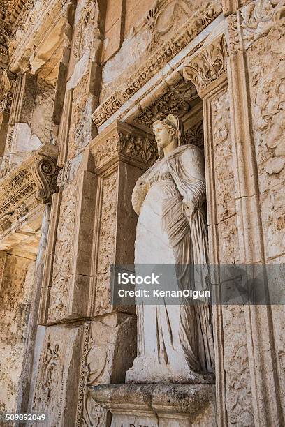 Statue Of Arete At Celcus Library In Ephesus Turkey Stock Photo - Download Image Now