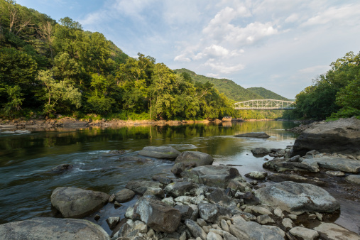 A scenic landscape of the New River Gorge.