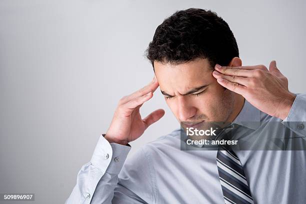 Business Man With A Headache Stock Photo - Download Image Now - Adult, Adults Only, Anxiety