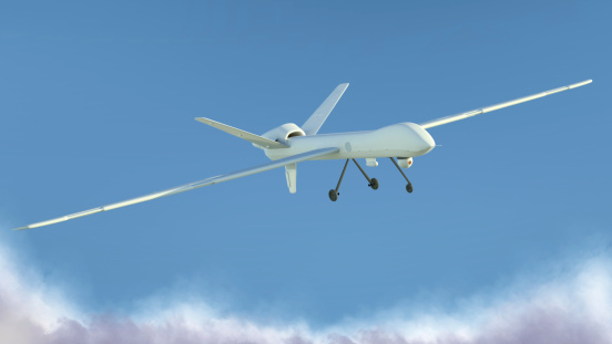 Unmanned Aerial Vehicle (UAV), also known as Unmanned Aircraft System (UAS) - 3d rendered image