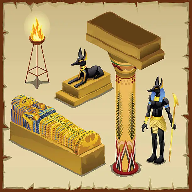 Vector illustration of Egyptian symbols of ancient civilization, big set