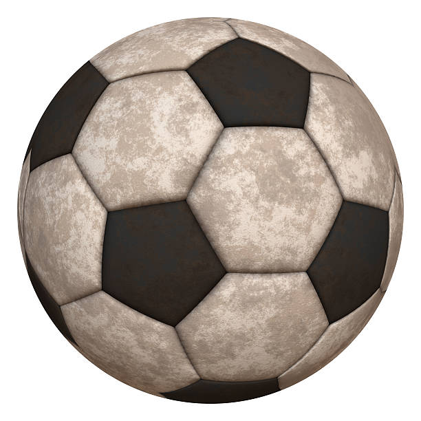 スポーツボールサッカーのフットボールブラック - soccer ball old leather soccer ストックフォトと画像