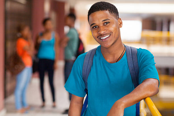 male african college student stock photo