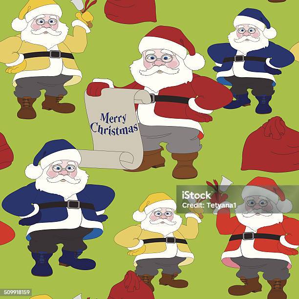 Vetores de Papai Noel Natal Padrão Sem Emendas e mais imagens de Azul - Azul, Beleza, Branco