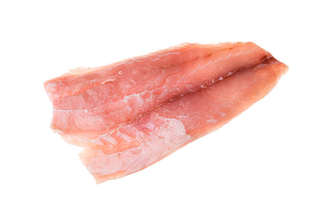 Fresh filet of perch fish isolated on white background
