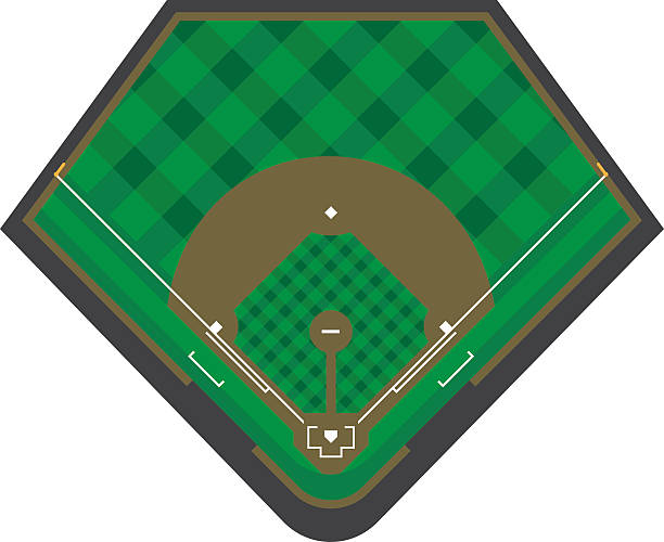 ilustraciones, imágenes clip art, dibujos animados e iconos de stock de campo de béisbol - baseball diamond baseball baseline grass