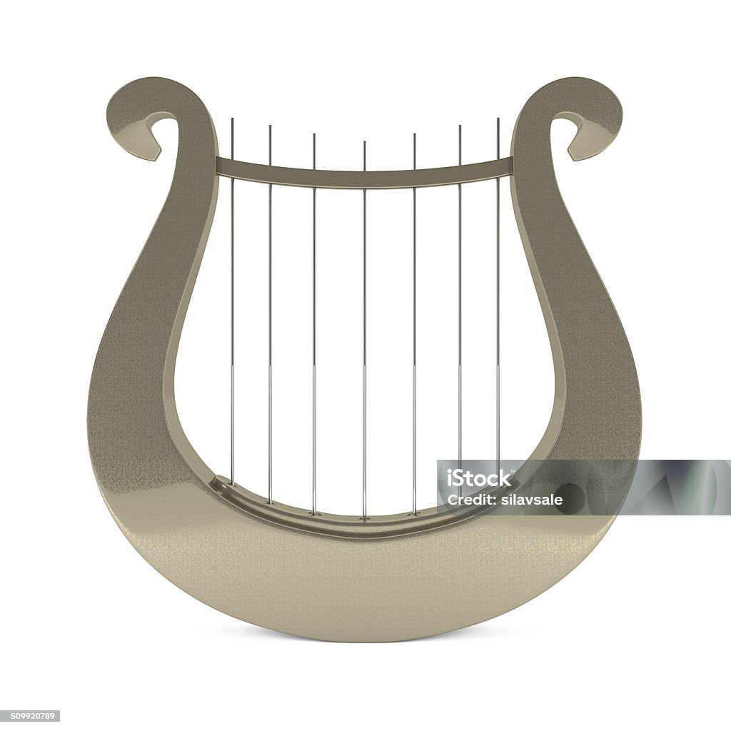 Musical instrument greek golden lyre harp Musical instrument greek golden lyre harp - 3d illustration Clip Art Stock Photo