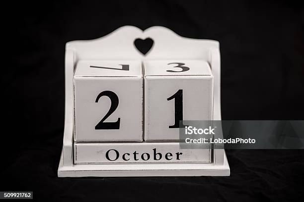 Calendar Cubes October Twenty First 21 21st Stock Photo - Download Image Now - Calendar, Day, Decoration