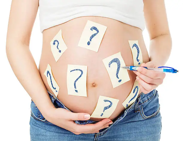 Photo of Question Mark Pregnant Belly, Pregnancy Woman Problem Thinking