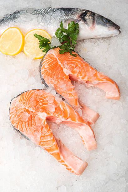 istock Whole mackerel fish and salmon fillet 509923070