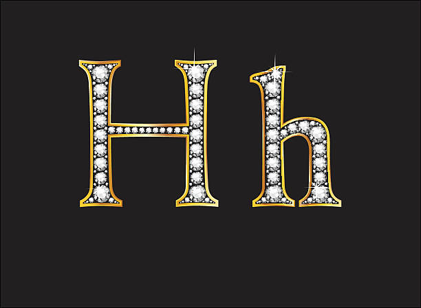 gg diament klejnotami czcionki z złote kanałów - letter h text diamond alphabet stock illustrations