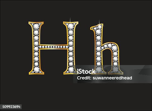 istock Hh  Diamond Jeweled Font with Gold Channels 509923694