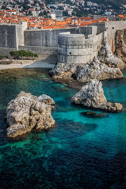 Dubrovnik Croatia Coastal View showing city walls and the Adriatic Sea