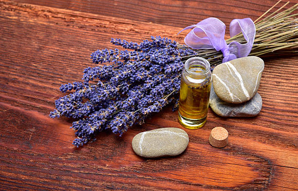 Bunch of Lavender and oil stock photo