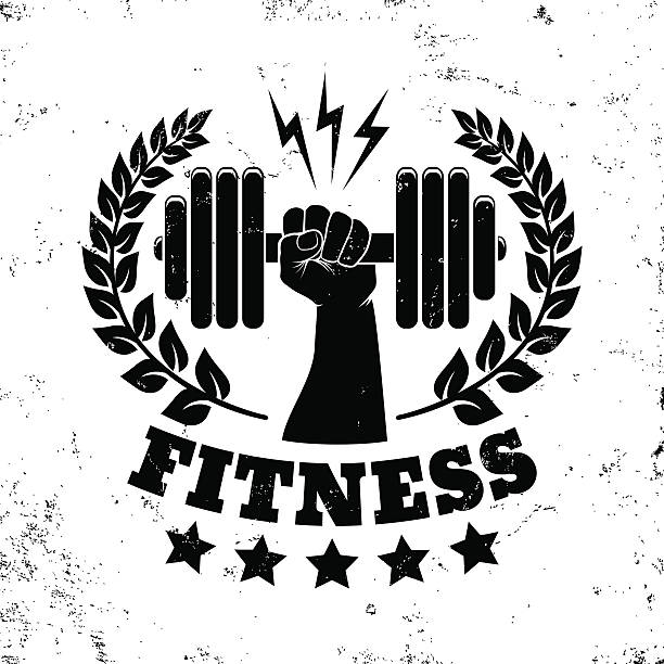 ilustraciones, imágenes clip art, dibujos animados e iconos de stock de logotipo de gimnasio club - human muscle muscular build men body building
