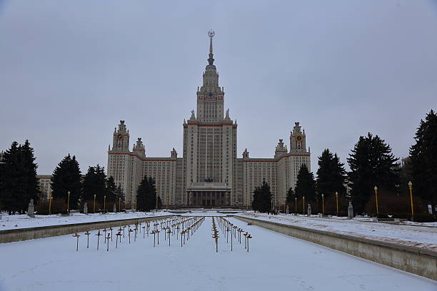 Moscow State University The main body of the building of the Moscow State University during a cloudy winter mikhail lomonosov stock pictures, royalty-free photos & images