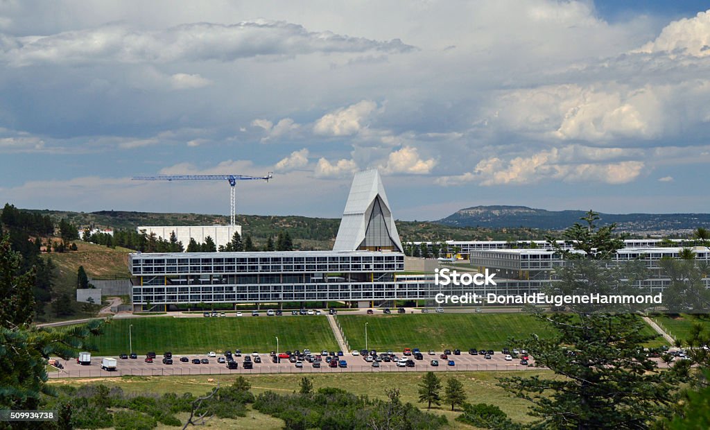 US Air Force Academy Cadet Area Housing and education structures for Air Force Cadets. Located in Colorado Springs, CO. United States Air Force Academy Stock Photo