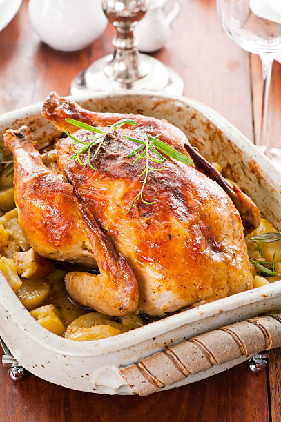 Roasted Chicken with Potato stock photo