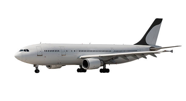 istock plane with dark landing gears on white 509981417