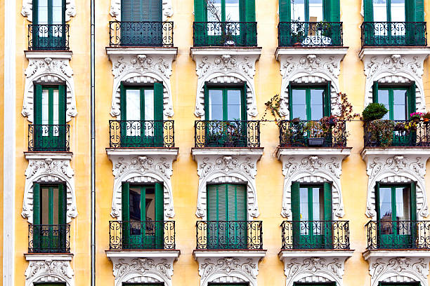 facade of typical old house downtown Madrid