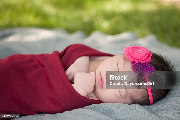 Recién Nacido Bebé Durmiendo Al Aire Libre Foto de stock y más banco de imágenes de Acostado - Acostado, Aire libre, Bebé
