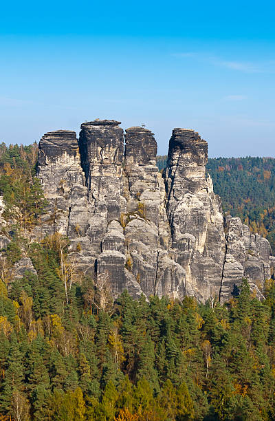 Autumn colors at Bastei stock photo