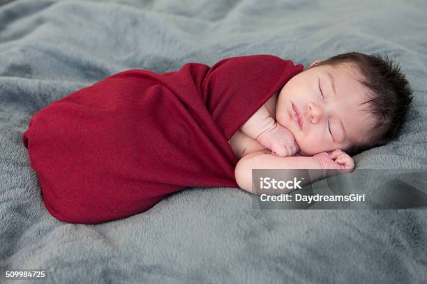 Newborn Baby Sleeping Stock Photo - Download Image Now - Baby - Human Age, Red, Baby Blanket