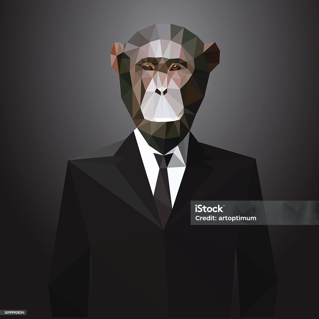 Illustration of Monkey in jacket. Vector elements  Illustration of Monkey in jacket with tie. Vector polygonal elements. Ape stock vector