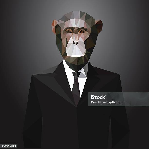 Illustration Of Monkey In Jacket Vector Elements Stock Illustration - Download Image Now - Ape, Animal, Men