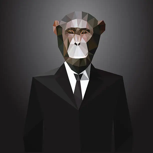 Vector illustration of Illustration of Monkey in jacket. Vector elements