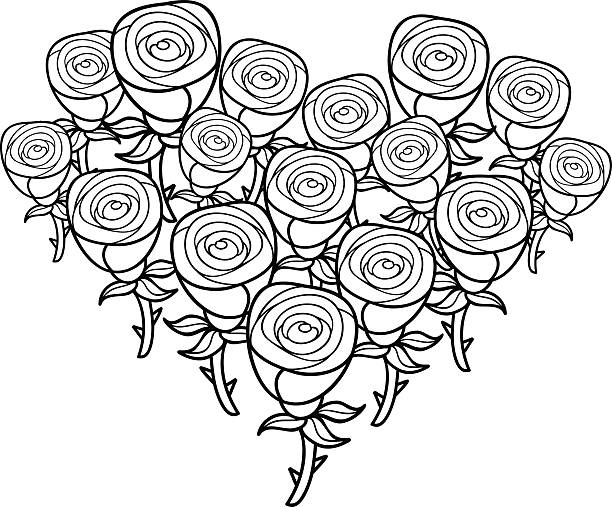 ilustrações de stock, clip art, desenhos animados e ícones de forma de coração conjunto de rosas. - rose rosé women valentines day