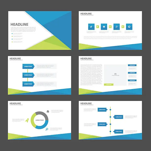 Vector illustration of Blue Green presentation templates Infographic elements flat design set