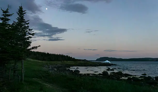 Photo of Newfoundland Beautiful Sunset Moon & Iceberg