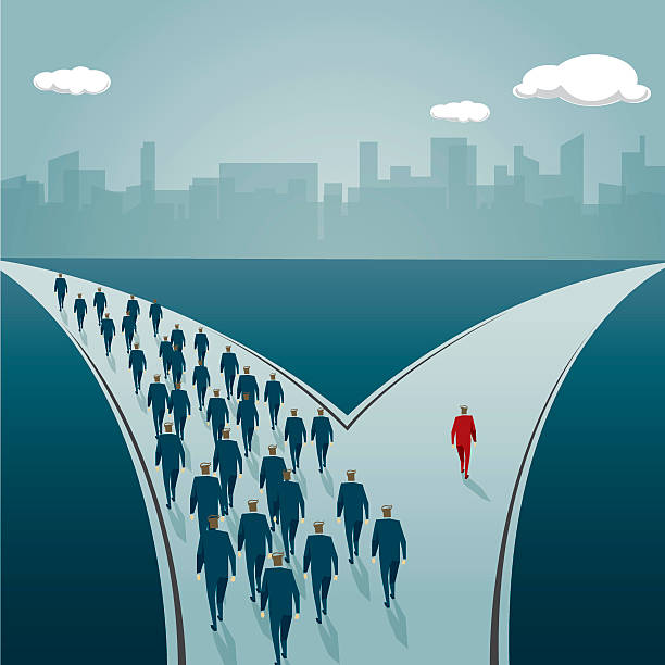 wybór - leadership individuality manager standing out from the crowd stock illustrations