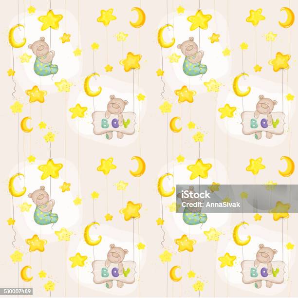 Baby Bear Seamless Pattern For Background Design Card Stock Illustration - Download Image Now