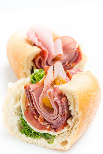 italienische sandwich - sandwich submarine sandwich ham bun stock-fotos und bilder
