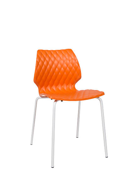 Orange Plastic Chair With White Leg stock photo