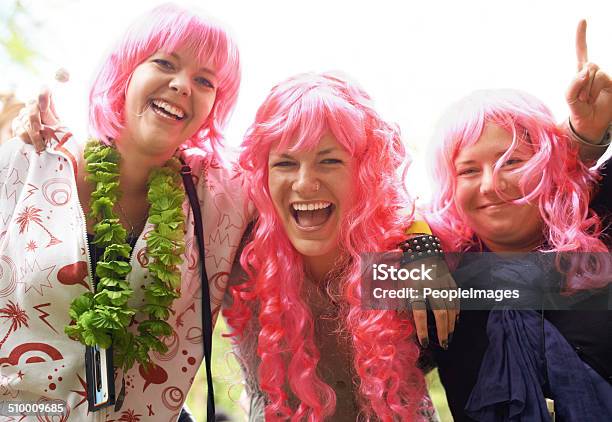 The Pink Brigade Has Arrived Stock Photo - Download Image Now - 20-29 Years, Adult, Arm Around