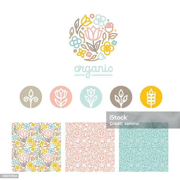 Vector Set Of Logo Design Templates Seamless Patterns And Signs Stock ...