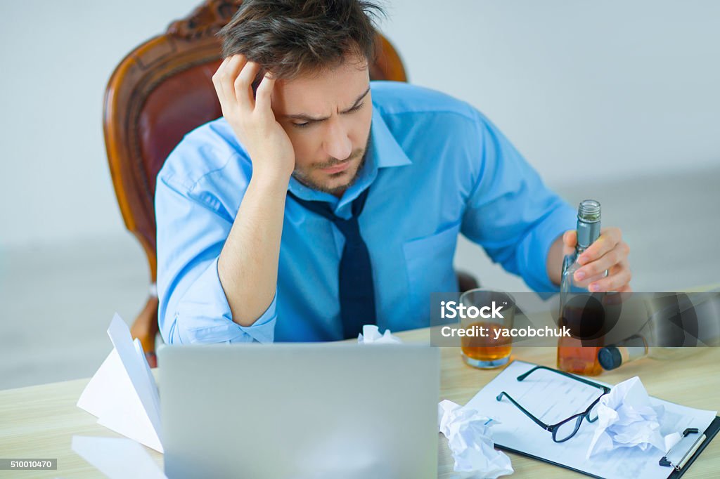 Computer Thread Drunk Drunk Man Drinking Alcohol While Working Stock Photo - Download Image ...
